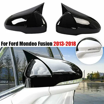 For Ford Mondeo Fusion 2013-2018 Gloss Black OX Horn Rearview Side Mirror Cover • $29.79