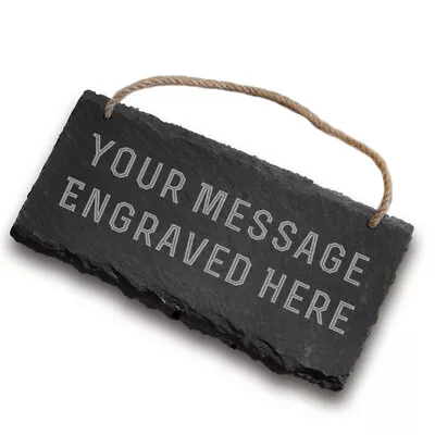 Personalised Rustic Slate Plaque Hanging Sign Outside Garden Yard Shed Allotment • £8.99