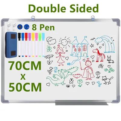Double Sided Magnetic Whiteboard Dry Wipe Notice White Board Office School Home • £6.99