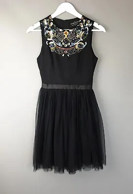 Needle And Thread Dress Black Folk Prom Embellished Mini SIZE UK 6 • £25