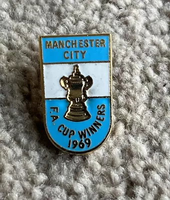 Manchester City 1969 FA Cup Winners Metal & Enamel Badge • £8.99