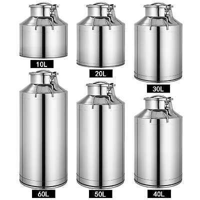 10L~60L 304 Stainless Steel Milk Can Wine Pail Bucket Jug Oil Barrel Canister • $88.09