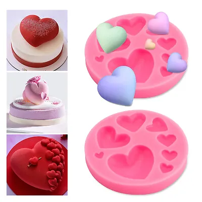 2* Heart Shape Silicone Molds For Cookie Decor Jewelry Pastry Chocolate Cake • $6.50