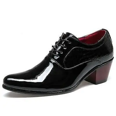 Men Dress Wedding Shoes Glossy Leather 6cm High Heels Pointed Toe Shoes  • $49.04