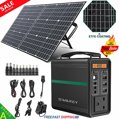 SWAREY Portable Power Station 166Wh W/ 100W Foldable Solar Panel Solar Generator • £249.99