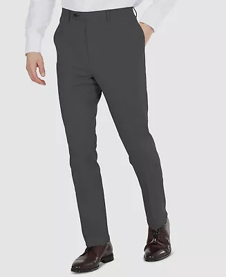 $135 DKNY Men's Gray Modern-Fit Stretch Flat Front Trousers Dress Pants 33W 30L • $43.98