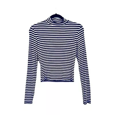 Garage Women's Mock Neck Striped Top Size Small Super Soft Pullover Rib Knit Tee • $13.72