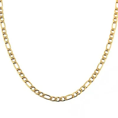 Solid 10K Yellow Gold Italy Figaro Chain Link Pendant Necklace 18  • $99.99