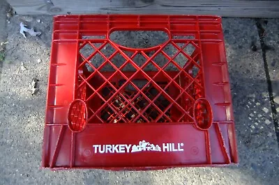 Turkey Hill Vintage Milk Crate  Hard Plastic Red Wht Level Graphics • $14.95