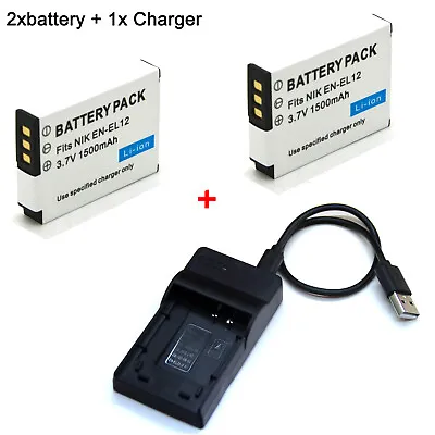 AU Battery / Charger For EN-EL12 Nikon Coolpix S31 P300 P310 P330 P340 A900 W300 • $20.99