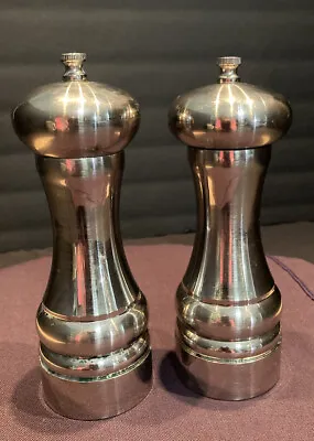 Industrial Olde Thompson Salt And Pepper Mill Silver 7” Vintage • $36