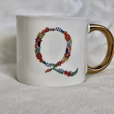 Opalhouse Monogram Initial Alphabet Mug Letter “Q” Floral Bloom Gold Handle • $5