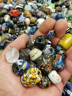 10 Oz Vintage Mixed Large Beads Lot - Murano Lampwork Glass Crystal Stone • $30