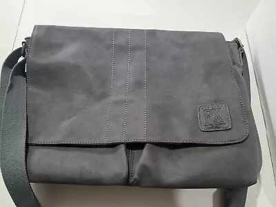 PX Los Angeles Men's Flap-Top Gray Vegan Leather Magnetic Flap Roomy Lap Top Bag • $60