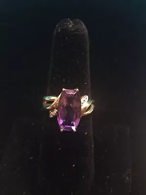 #2343 Amethyst And Diamond Laura Ramsey Amethyst And Diamond 10K Gold Size 6.75 • $599.99