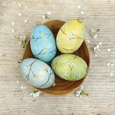 Hand Painted Blossom Wooden Hanging Egg Decoration East Of India • £3.95