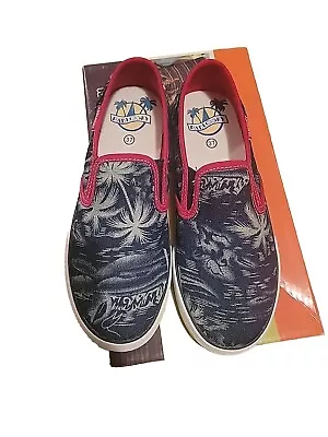 Pablosky Denim Blue  Hawaiian Print Shoes With Red Trim Boys Us Size 5 (eu 37) • $30