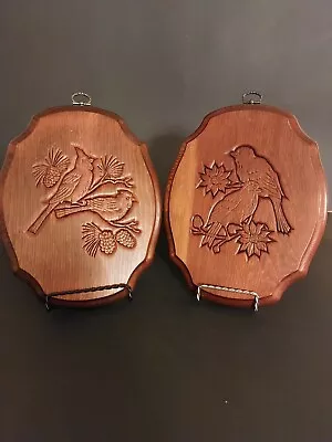 Vintage Handcarved Wooden Bird Wall Plaques Decor Set Of 2 Mid-Century 1960's  • $21.32