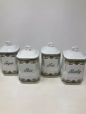 Vintage Czechoslovakia Victoria China Lustreware Canister Spice Set Of (4) • $39.99