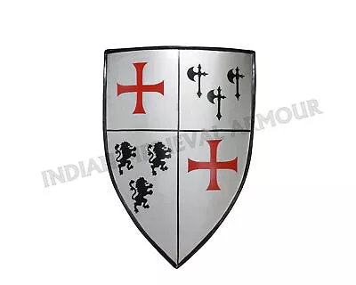 Medieval Royal Crusader Shield - LION'S BANE Templar Shield SCA Larp Reenactment • $265.46