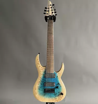 Solid Body 8-string Electric Guitar Blue Burl Maple Top Black Hardware Guitar • $299