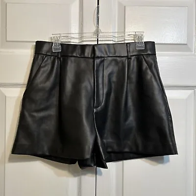 Zara Shorts Faux Leather Pleather Pull On Pants Size L Large Pockets Black • $15