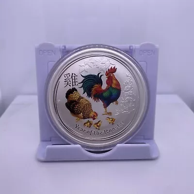 2 Oz 2017 Lunar Year Of The Rooster Colourised 999 Fine Silver Coin Perth Mint • £46