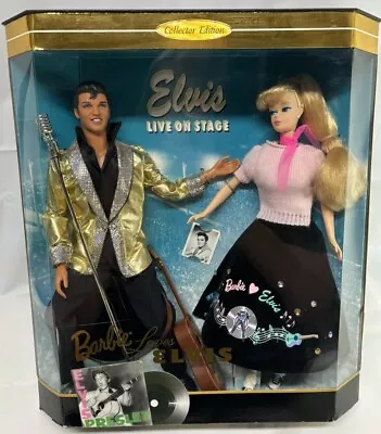 NRFB Vintage 1996 Barbie Loves Elvis Presley Gift Set 17450 Mattel Dolls 1950s • $70.10