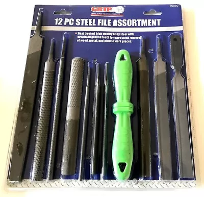 $23.99 • Buy 12pc GRIP TOOLS HEAVY DUTY STEEL FILE RASP AND BASTARD SET METAL WOOD 30060