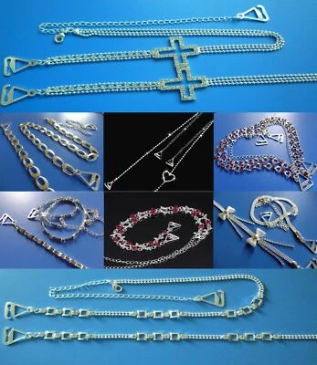 £4.99 • Buy Diamante Bra Straps Rhinestones Adjustable Detachable Metal Invisible UK STOCK