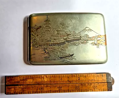 Vintage Sterling Silver Sterling Japanese Cigarette / Card Case. Etched • $99.99