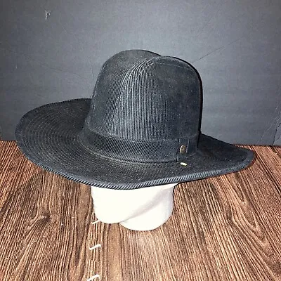 Vintage LEVIS Western COWBOY Hat 7-1/8 Black CORDUROY • $49.99