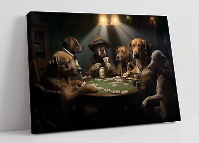 Dogs Playing Game Of Poker 1 -deep Framed Canvas Wall Art Print • £64.99