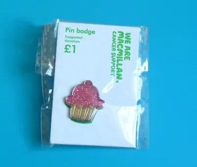 We Are Macmillan Cup Cake Pink With Sparkly Cherry Stud Pin Badge Charity • £3.99