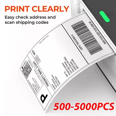 500-5000 4x6 Fanfold Direct Thermal Shipping Labels For Zebra/Rollo Printers • $58.99
