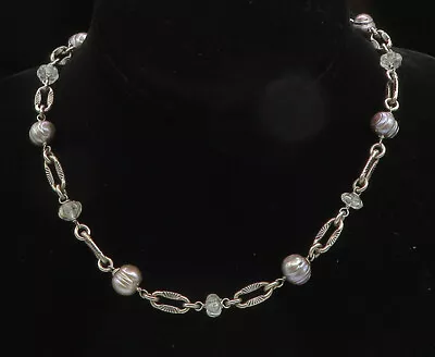 ALANA LOVE 925 Silver - Vintage Baroque Blue Pearls Chain Necklace - NE3330 • $195.50