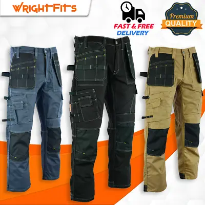 Cargo Combat Mens Work Trousers Heavy Duty Knee Pads Pockets WrightFits - WDT • $29.87