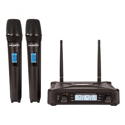 Kam KWM1920 Dual UHF Handheld Wireless Microphone Karaoke DJ Multi Channel • £99