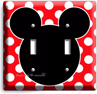 Mickey Mouse Ears Polka Dots Double Light Switch Wall Plate Cover Baby Nursery • $21.99