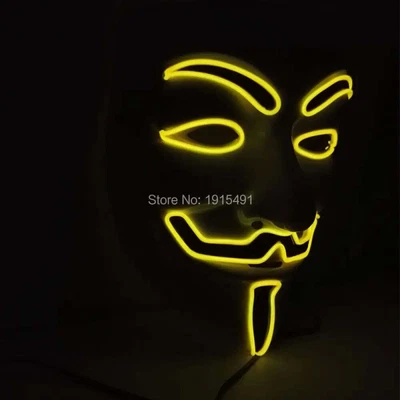 $20.62 • Buy Luminous Led Neon Light Mask V For Vendetta Mask Guy Fawkes Light-Up Mask Hallow