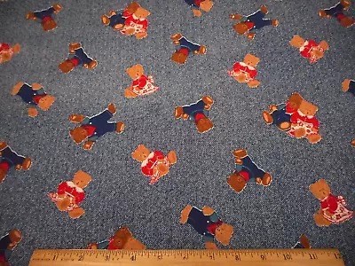 Childrens Fabric By Yard SALE Boy Girl Teddy Bear Navy White Cotton Baby Vtg #C • $9.99