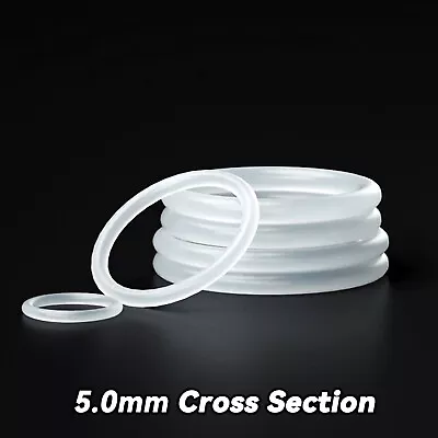 Food Grade O-Ring 5mm Cross Section Clear Silicone Rubber O Rings 15mm-150mm OD • £59.82