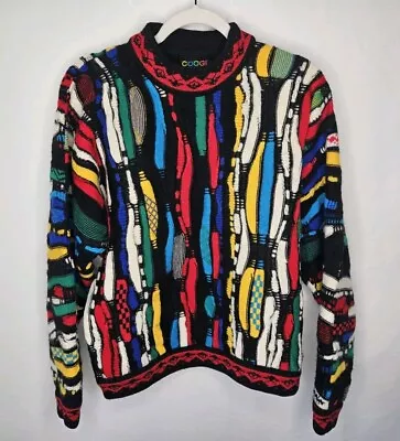 Vintage COOGI Multicolor Pullover Wool Sweater 3D Knit Australia Authentic SMALL • $249.99