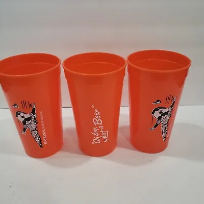 Lot Of 3 32oz National Bohemian Beer Baseball Plastic Drinking Cups Mr Boh NEW • $12