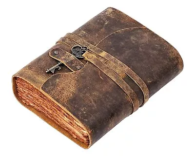 Leather Journal Notebook Handmade Diary With Lock And Key Vintage 15 X 10 Cm • $48.97