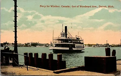 Vtg Detroit Michgan MI Ferry To Windsor Canada Woodward Avenue 1910s Postcard • $8.99