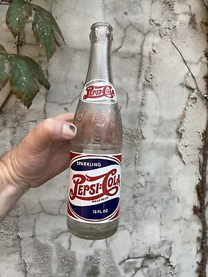 Scarce Vintage Acl Red White & Blue Pepsi Cola Soda Bottle Meridian Miss. 12 Oz. • $49.99