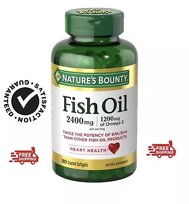$16.69 • Buy Nature’S Bounty Fish Oil, 2400Mg, 1200Mg Of Omega-3, 90 Coated Softgels