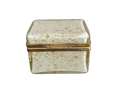 Vintage Murano Blown Art Glass Gold Flecks Copper Casket Hinged Dresser Box • $299