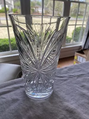 Heavy Lead Crystal Vase Cut Pattern 8” • $20